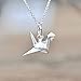 Origami Crane Necklace in Sterling Silver with 16 Inch Chain