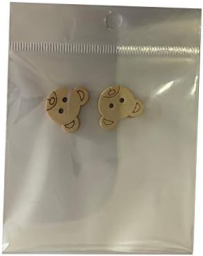 Wooden buttons in the shape of bears for stitching, set of 1000, each 16x18mm.