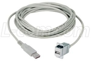 L-COM ECF504-24AAS USB COUPLER CABLE, TYPE A JACK / PLUG, 24IN, GRY