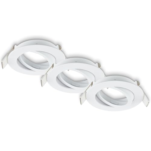 - Set de 3 spots LED encastrables 230V plats, orientables, GU10, max. 7W, LED, spots de plafond, extra plat, 8 x 2,2 cm, blanc