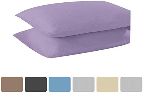 KOHSAR® Lilac Pillowcases 2 Pack Standard Easy Care Plain Dyed Polycotton, Staple Cotton Pair of Pillowcases, Poly Cotton 50 x 75CM Pillow Cases Lilac