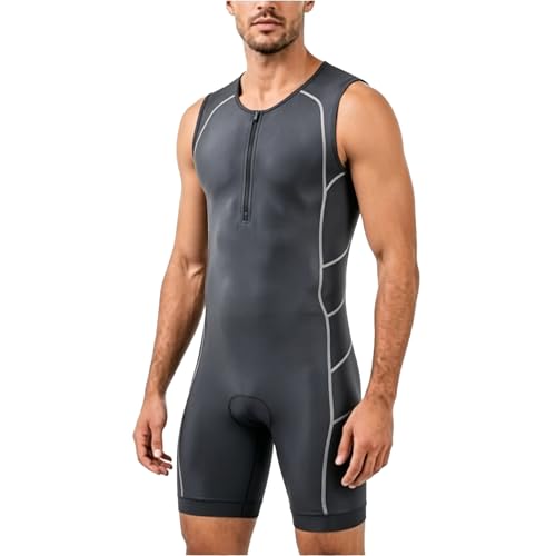 CGLRybO Men's Pro Sleeveless Triathlon Suit - Quick-Dry Skin-Tight for Swimming Cycling Running - High-Performance Tri Gear