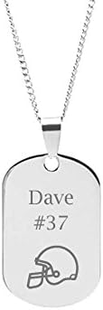 DMD Collection Stainless Steel Personalized Engravable Football Helmet Dog Tag Pendant Necklace on 18" Cable Chain