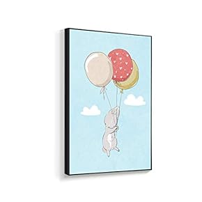 Framed Canvas Wall Art for Living Room, Bedroom Cartoon Bunny Canvas Prints for Home Decoration Ready to Hanging - 16x24 inches