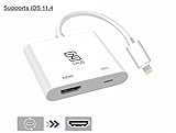 Lightning to HDMI Digital AV Adapter Compatible iPhone phone, iPad, iPod Touch, Sync Screen 1080P tv Connector with Lightning Charging Port. Supports latest iOS 11.4 by Zaos