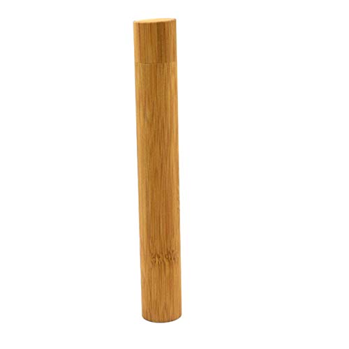 CactusAngui Portable Bamboo Toothbrush Tube Case Holder Travel Camping Bathroom Accessory Wooden