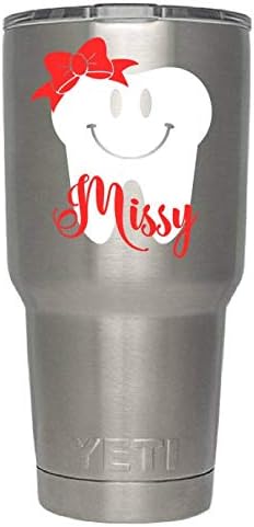 Tooth Decal, Yeti Decal, Tumbler Decal, Vinyl Decal, Sticker, Dentist, Dental, Face, Bow, Nurse, Name, Personalized, Gift, Occupation