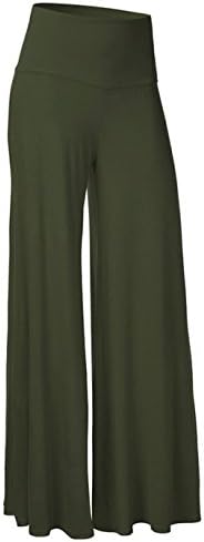 SEUEYD Women's Comfy Chic Palazzo Lounge Pant Wide flare Leg Stretchy Pants Army Green XL
