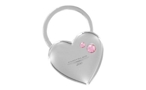 Chrysler 200 Heart Shape Keychain 2 Pink Crystals Key Chain