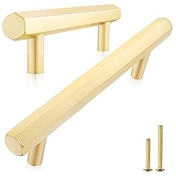 QOGRISUN 2-Pack Solid Brass Cabinet Pulls Hexagon
