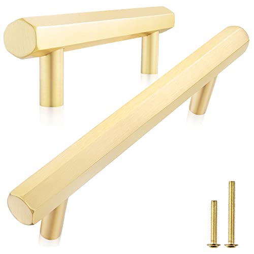 QOGRISUN 2-Pack Solid Brass Cabinet Pulls Hexagon