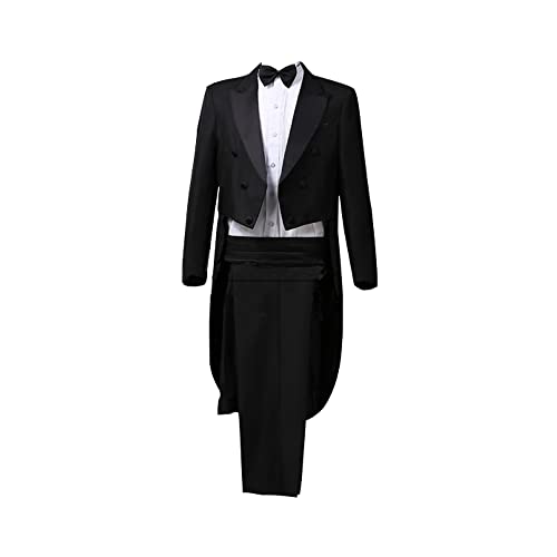 Herren-Smokinganzüge Slim Fit Formelle Zaubershow-Kostüm Frack Jacke Cosplay Verkleidung Prinz-Party Smoking Stickerei Blazer Mäntel, Schwarz , XXL