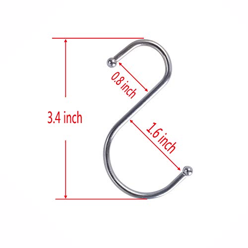 Z Zicome S Shaped Hooks for Hanging, Stainless Steel Hanger Hooks for Kitchen, Bathroom, Bedroom and Office, 12 Pack