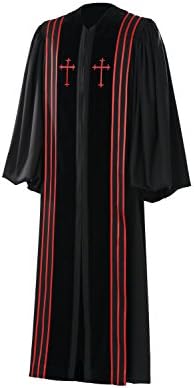 Manufaktur Men Bishop Clergy Robe MERINO CASHMERE SILK Custom Size Black/Red