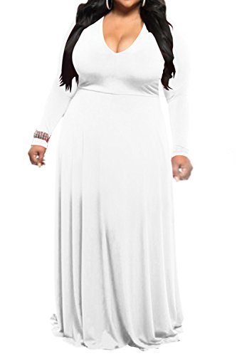 Women Plus Size Long Sleeve Dresses Casual Evening Party Long Maxi Dress