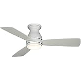 Fanimation Hugh 3 Blade Ceiling Fan 11.74 Inches Tall and 44 Inches Wide with Matte White Finish and Matte White Blades