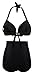 Angerella Vintage Two Piece High Waist Swimsuit Bikini(SST016-B1-3XL),Black,US12-14=Tag Size 3XL