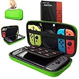 Orzly Carry Case Compatible With Nintendo Switch - GREEN Protective Hard Portable Travel Carry Case Shell Pouch for Nintendo Switch Console & Accessories