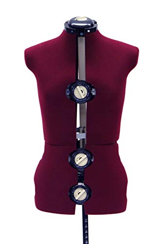 (JF-FH-2-EB) Female Adjustable Dress Form for Sewing - 12 Dial Fabric Female Adjustable Sewing Form with Base (Small)