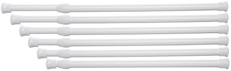 Danily Pack of 6 Cupboard Bars Adjustable Spring Loaded Tension Curtain Rods 28 to 48 Inches, White, Comes with Multipurpose Compressed Towels
