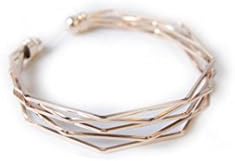 Muranba Women Girls Metal Simple Geometric Multi-Layer Opening Bracelet (Gold)