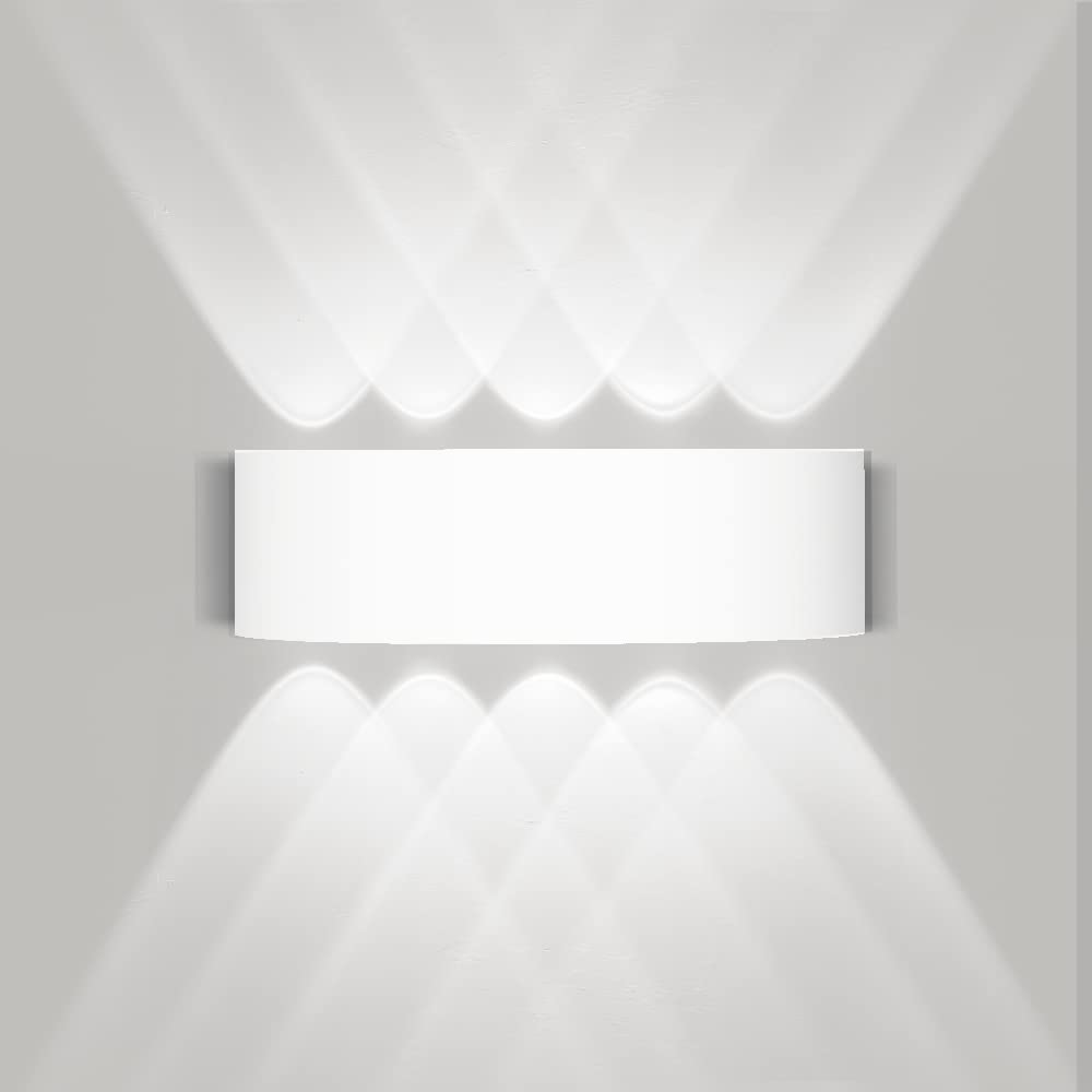 CANMEIJIA White Up Down Lights Outdoor Wall Light 10W 6500K IP44 Waterproof Aluminum Indoor LED Wall Lamp for Bedroom,Hallway, Stairs, Bathroom,Garden（White- 1 Cold Light）