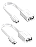 UGREEN Micro USB to USB, Micro USB 2.0 OTG Cable 2 Pack On The Go Adapter Micro USB Male to USB Female for Samsung S7 S6 Edge S4 S3, LG G4, DJI Spark Mavic Remote Controller, Android Tablets (White)