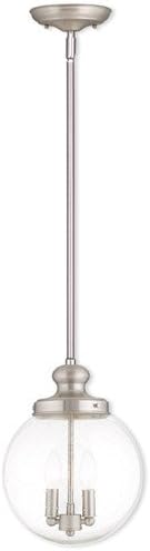 Pendants Porch 2 Light With Hand Crafted Clear Seeded Brushed Nickel size 10 in 120 Watts - World of Crystal
