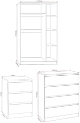 Seconique Malvern 3 Door Wardrobe Set Urban Snow, W 1150mm H 1800mm view 4