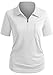 CLOVERY Golf Wear Moisture Wicking Short Sleeve Zipup Polo Shirt White Medium