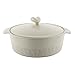 Ayesha Curry Ceramics Dish/Casserole Pan with Lid, 2.5 Quart, French Vanilla