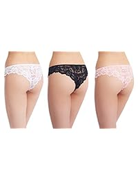 Jenny Jen Allie bragas de encaje sexy brasileñas, paquete de 3 bragas de bikini para mujer