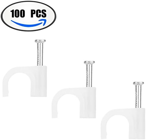Round Ethernet Cable Wire Clips 100 Pieces - XINCA Electrical Cable Staples Cable Nail Cable Management RG6 RG59 CAT5 CAT6 RJ45 Cables - (White 6mm)