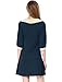 Allegra K Women Peter Pan Collar 3/4 Sleeve Casual Short Shift Dress, Small, Dark Blue