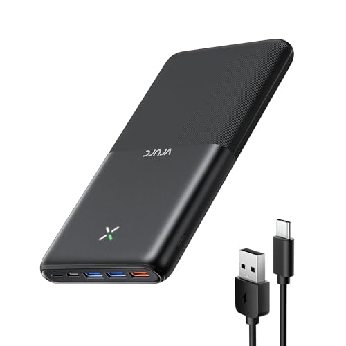 Power Bank 30000 mAh, VRURC 22.5 W Quick Charge Portable Charger, Compact USB C Powerbank, PD3.0 QC3.0 External Battery with 4 Outputs and 3 Inputs, Compatible with iPhone Android etc