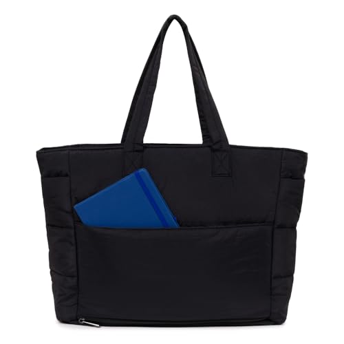 Gocase Bolsa Tote Puffer, Preta, Leve e Espaçosa, com Compartimento para Notebook até 35,5cm