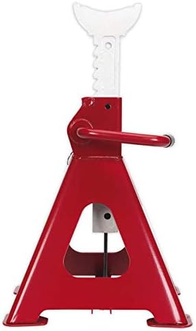 Sealey Aas5000 Axle Stands (Pair) 5Tonne Capacity Per Stand Auto Rise Ratchet, White, 310mm x 444mm x 380mm - Image 3