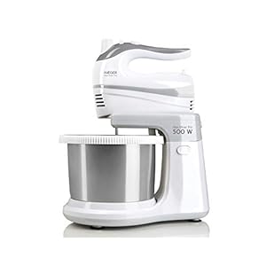 HAEGER MAX Mixer Pro – Batidora Amasadora con Bol, 500W, Bol Auto-Giratorio INOX, 2L, 2 Pares de Varillas para Batir y Amasar de 20cm
