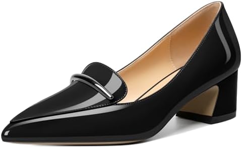 سعر Soireelady Women Block Heel Pumps Closed Pointed Toe Mid