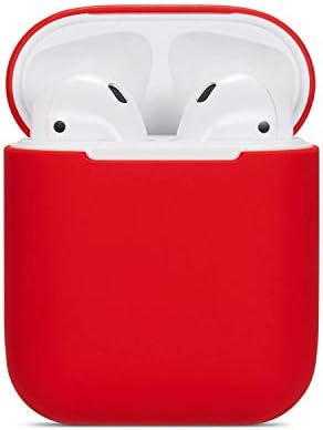 Airpods Case Soft Silicon Skin and Cover with Utral Slim 0.8mm Compatible Apple Airpods Charging Case (Rose Red)