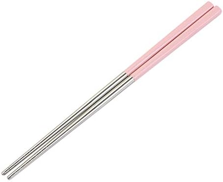 YUnnuopromi Stainless Steel Wheat Cooking Chopsticks Household Non-Slip Kitchen Tableware Pink 23CM