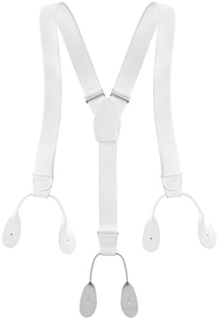 Mens Elastic Adjustable Button End Suspenders Y-Back Solid Color Trouser Braces