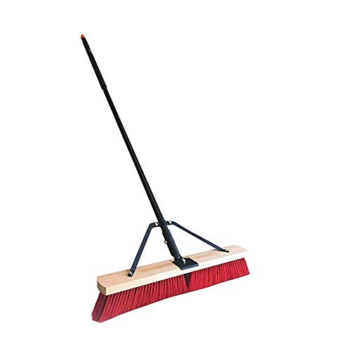 Professional Commercial Multi Surface Heavy Duty Industrial Push Broom Rough Surface Sweeper Brush With Stiff Bristles & Steel Wire Insert Warehouse & Contractors, Lawn & Garden, Indoor&Outdoor (Red) - Thumbnail 7