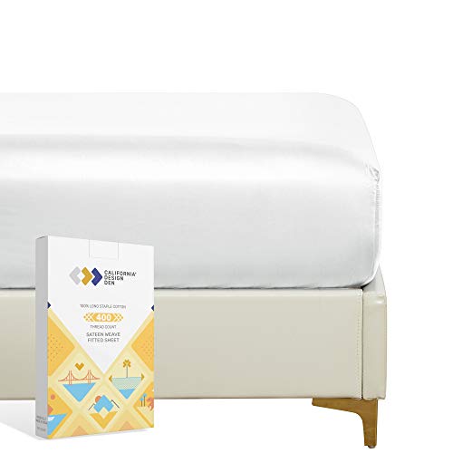 King Size Fitted Sheet White, Soft, 100 Cotton, 400 Sateen, No PopOff