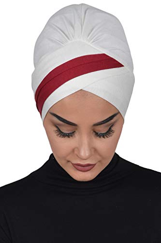 Instant Turban Cotton Scarf Head Wrap Cancer Chemo Headwear Two Color Ivory