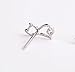 S.Leaf Tiny Sterling Silver Stud Earrings Bird Leaf Cat Earrings for Woman (cat)