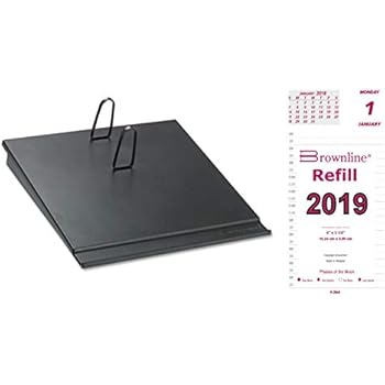 Amazon.com: Dacasso Black Leather Desktop Calendar Holder with Gold ...