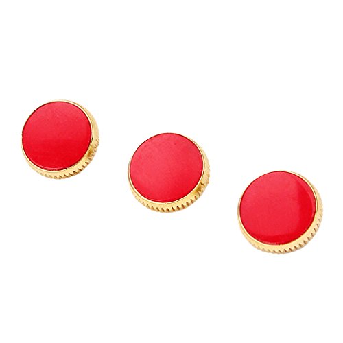 3 Pieces Gold Plated Red Stone Inlays Trumpet Finger Buttons Brass Instrument Accessories - Thumbnail 4