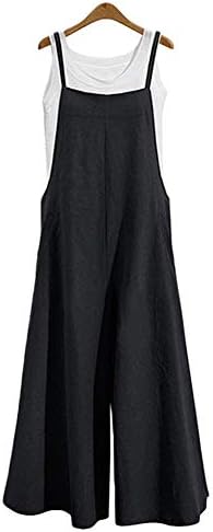 Oubaybay Jumpsuits for Women Long Suspender Twin Side Bib Wide Leg Overalls Pant