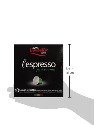 10 Capsules "Piu Crema" Dark Roast Instant Espresso Coffee - Compatible Nespresso Espresso Coffee Pods
